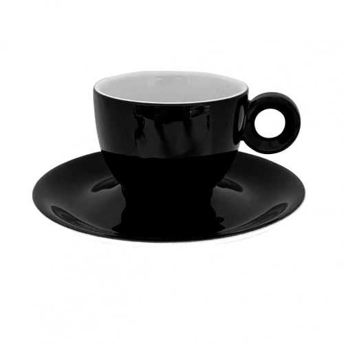 Rondo Koffie 15 cl. SET, effen en kopje met witte binnenzijde en zwarte buitenzijde